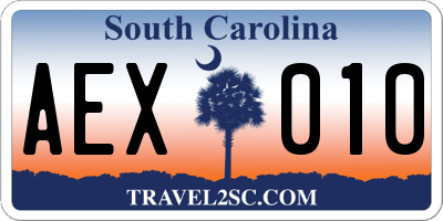 SC license plate AEX010