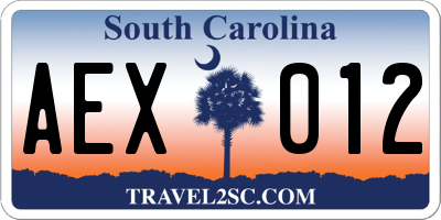SC license plate AEX012