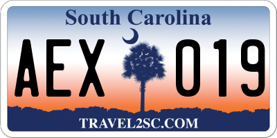 SC license plate AEX019