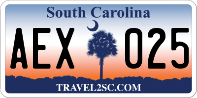 SC license plate AEX025
