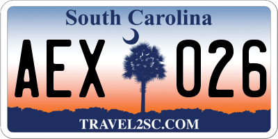 SC license plate AEX026