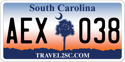 SC license plate AEX038