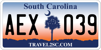 SC license plate AEX039
