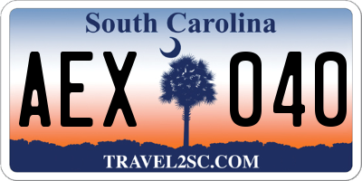 SC license plate AEX040