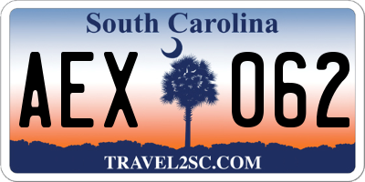 SC license plate AEX062