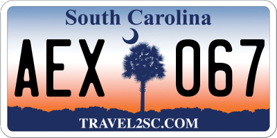SC license plate AEX067