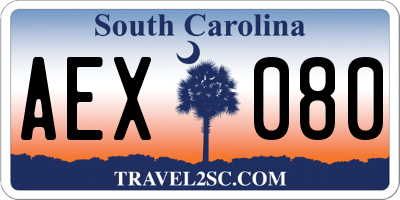 SC license plate AEX080