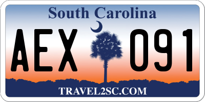 SC license plate AEX091
