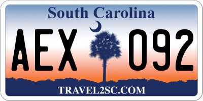 SC license plate AEX092
