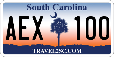 SC license plate AEX100