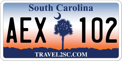 SC license plate AEX102