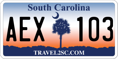 SC license plate AEX103