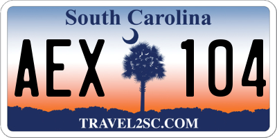 SC license plate AEX104