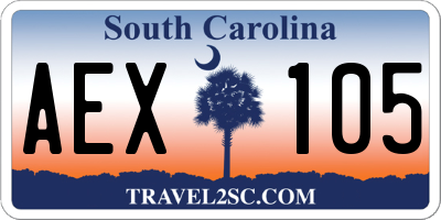 SC license plate AEX105