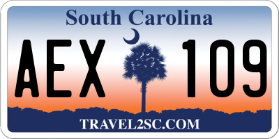 SC license plate AEX109