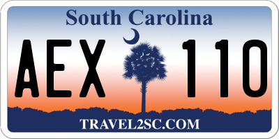 SC license plate AEX110