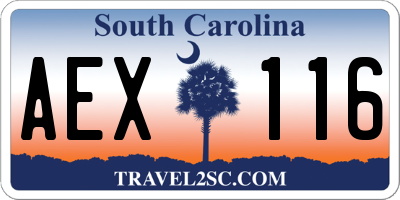SC license plate AEX116