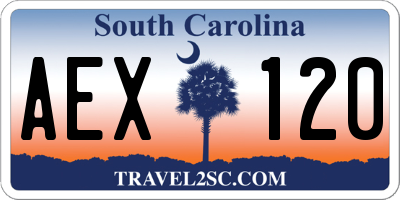 SC license plate AEX120