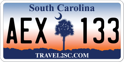 SC license plate AEX133