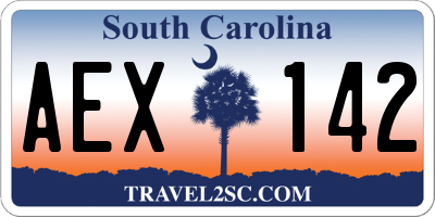 SC license plate AEX142