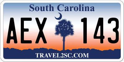 SC license plate AEX143