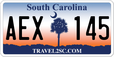 SC license plate AEX145