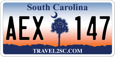 SC license plate AEX147
