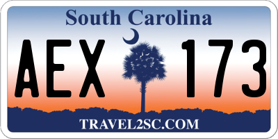 SC license plate AEX173