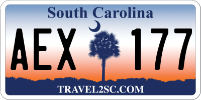 SC license plate AEX177