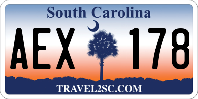 SC license plate AEX178