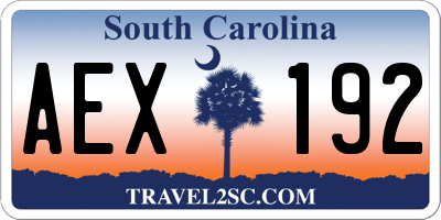 SC license plate AEX192