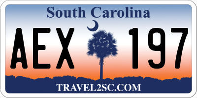 SC license plate AEX197