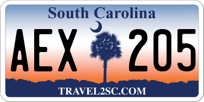 SC license plate AEX205