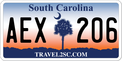 SC license plate AEX206