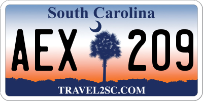 SC license plate AEX209
