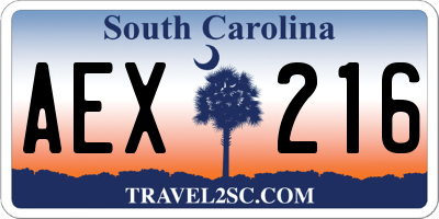 SC license plate AEX216