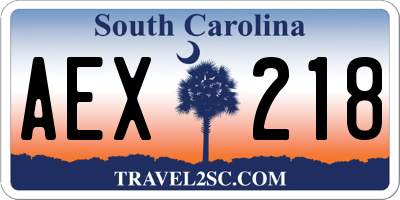 SC license plate AEX218
