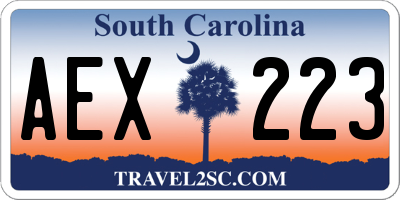 SC license plate AEX223