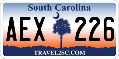 SC license plate AEX226