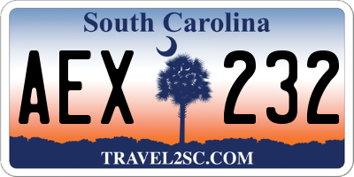 SC license plate AEX232