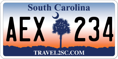 SC license plate AEX234