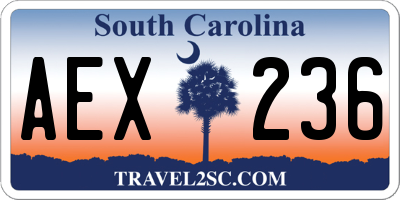 SC license plate AEX236