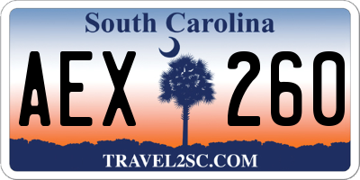 SC license plate AEX260