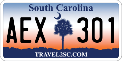 SC license plate AEX301