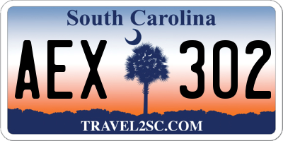 SC license plate AEX302