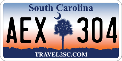 SC license plate AEX304