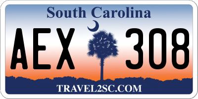 SC license plate AEX308