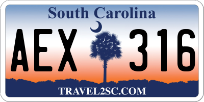 SC license plate AEX316