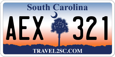 SC license plate AEX321