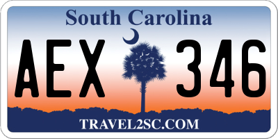 SC license plate AEX346